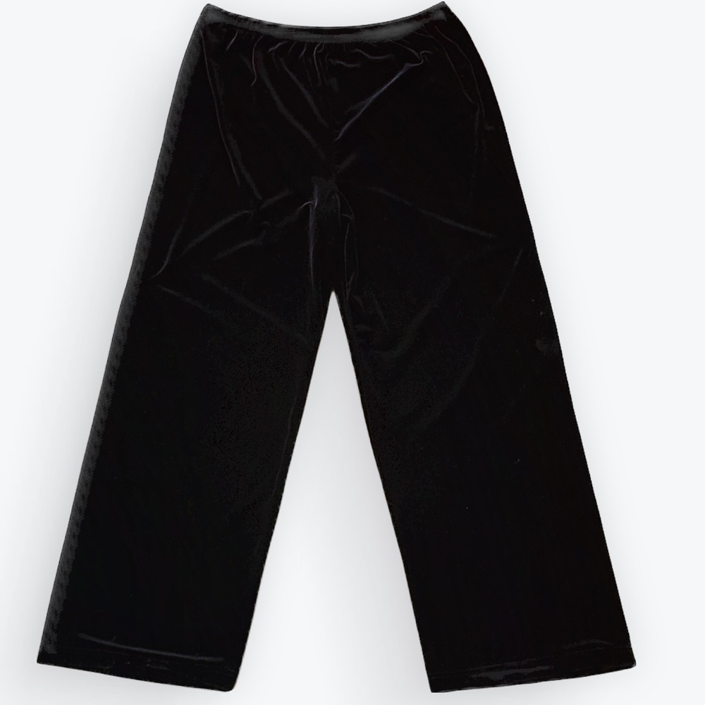 Velvet Whimsigoth Formal Evening Cocktail Reunion Wide Leg Black Pants ~ 14